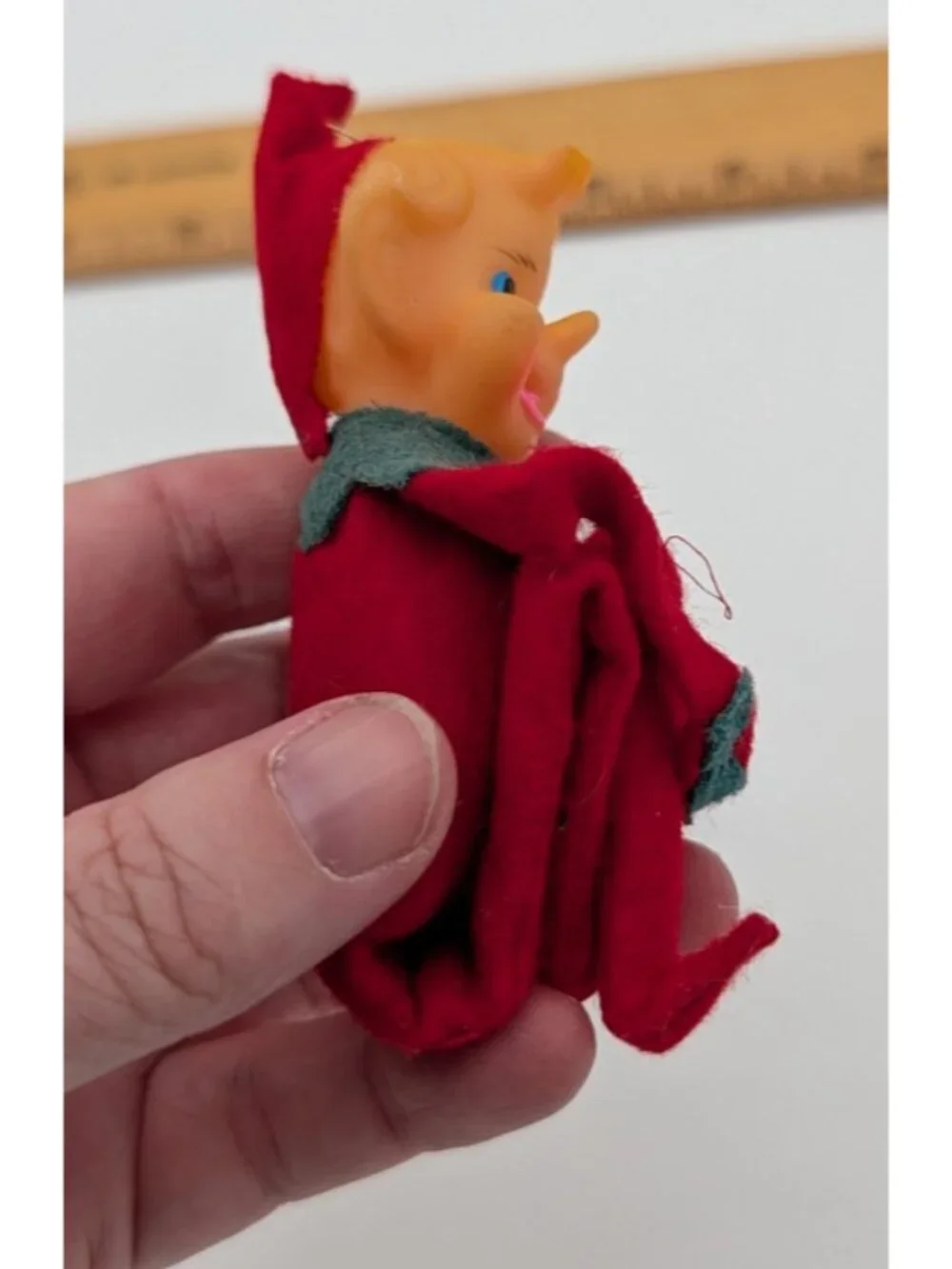 Vintage Japan Pixie Elf Knee Hugger Felt Ornament Christmas MCM 4.5